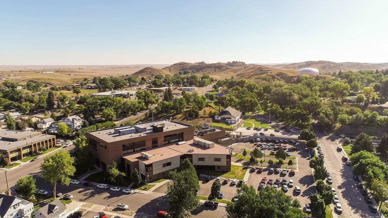 Aerial view of Memorial Hospital of Converse County, Douglas, Wyoming